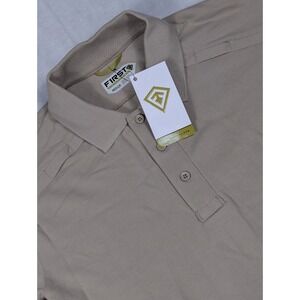 NEW First Tactical Mens Cotton Short Sleeve Polo Shirt Khaki Size Medium